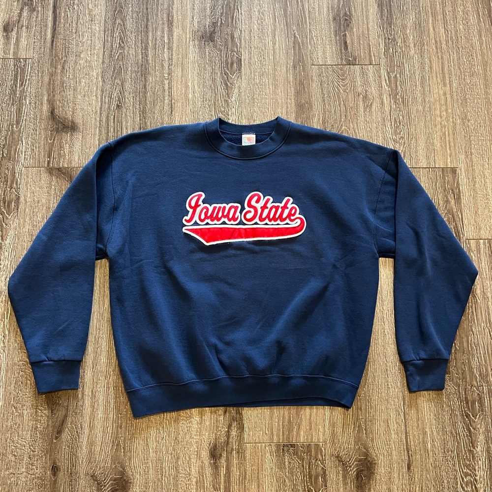 Vintage Iowa State Cyclones Embroidered Crewneck Sweatshirt Navy Size XXL